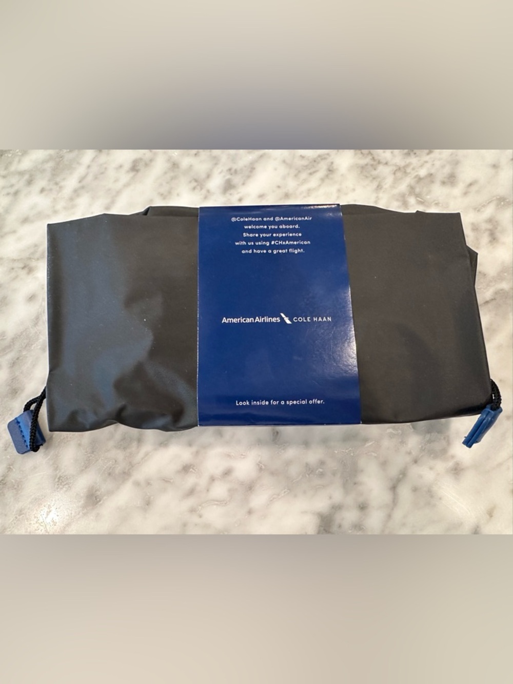 American Airlines x Cole Haan Black with Blue Amenity Kit